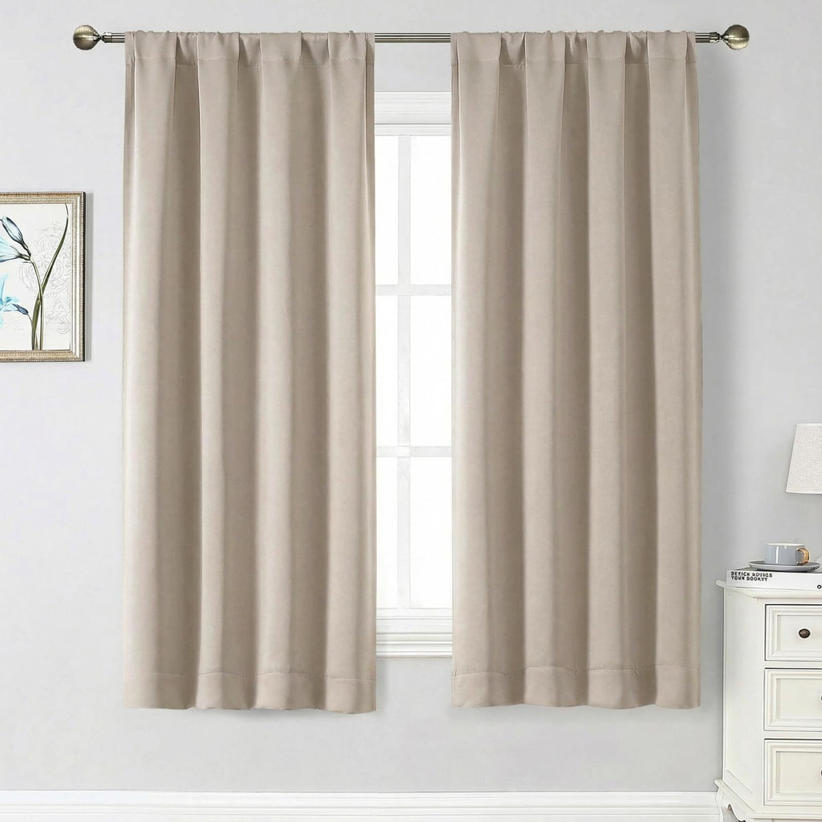Black Cafe Blackout Curtains 36 Inch Length 2 Panels Set, Soft Solid Thermal Insulated Room Darkening Small Window Curtains for Kitchen Bathroom Basement, Black, Each, 40" Wx36 L