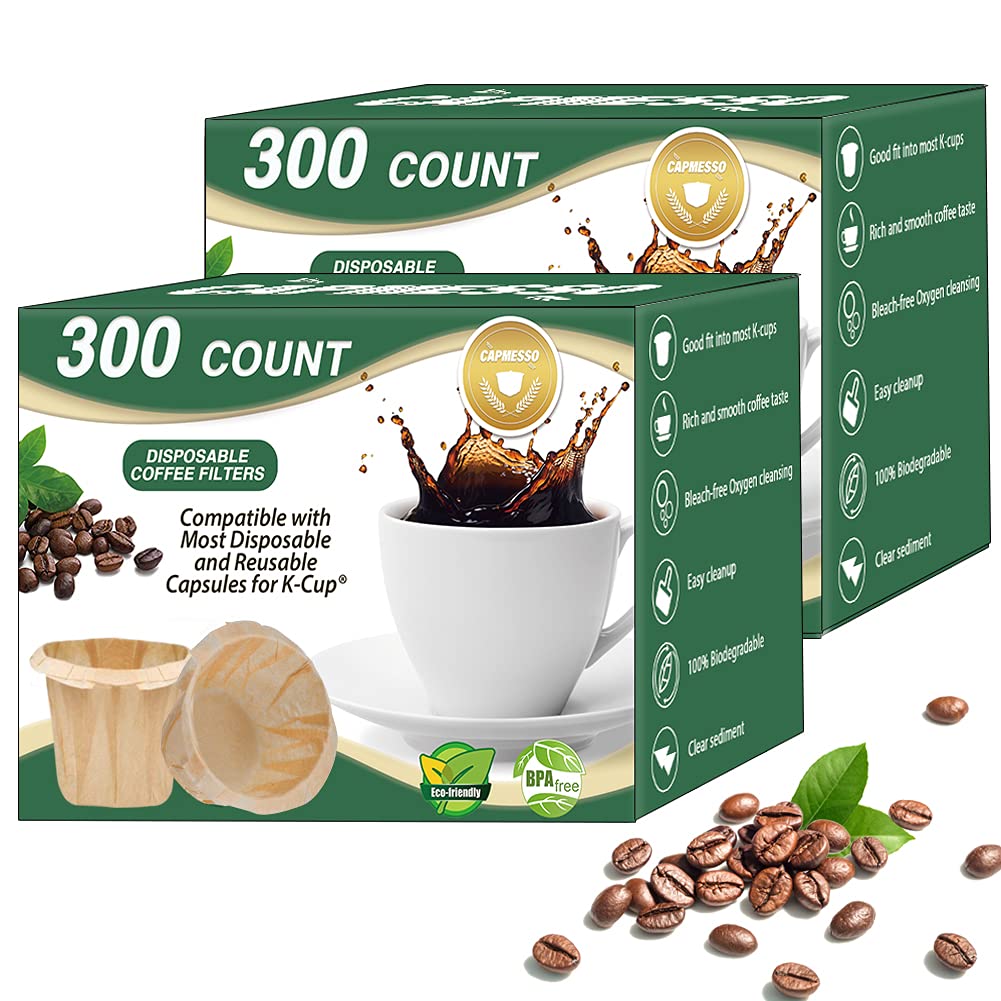 CAPMESSO Disposable K Cup Paper Filters for Keurig 1.0&2.0, 200 Unbleached