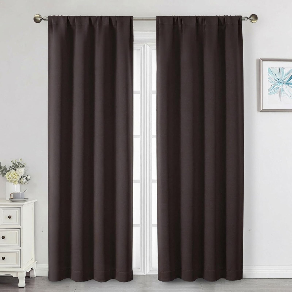Black Cafe Blackout Curtains 36 Inch Length 2 Panels Set, Soft Solid Thermal Insulated Room Darkening Small Window Curtains for Kitchen Bathroom Basement, Black, Each, 40" Wx36 L