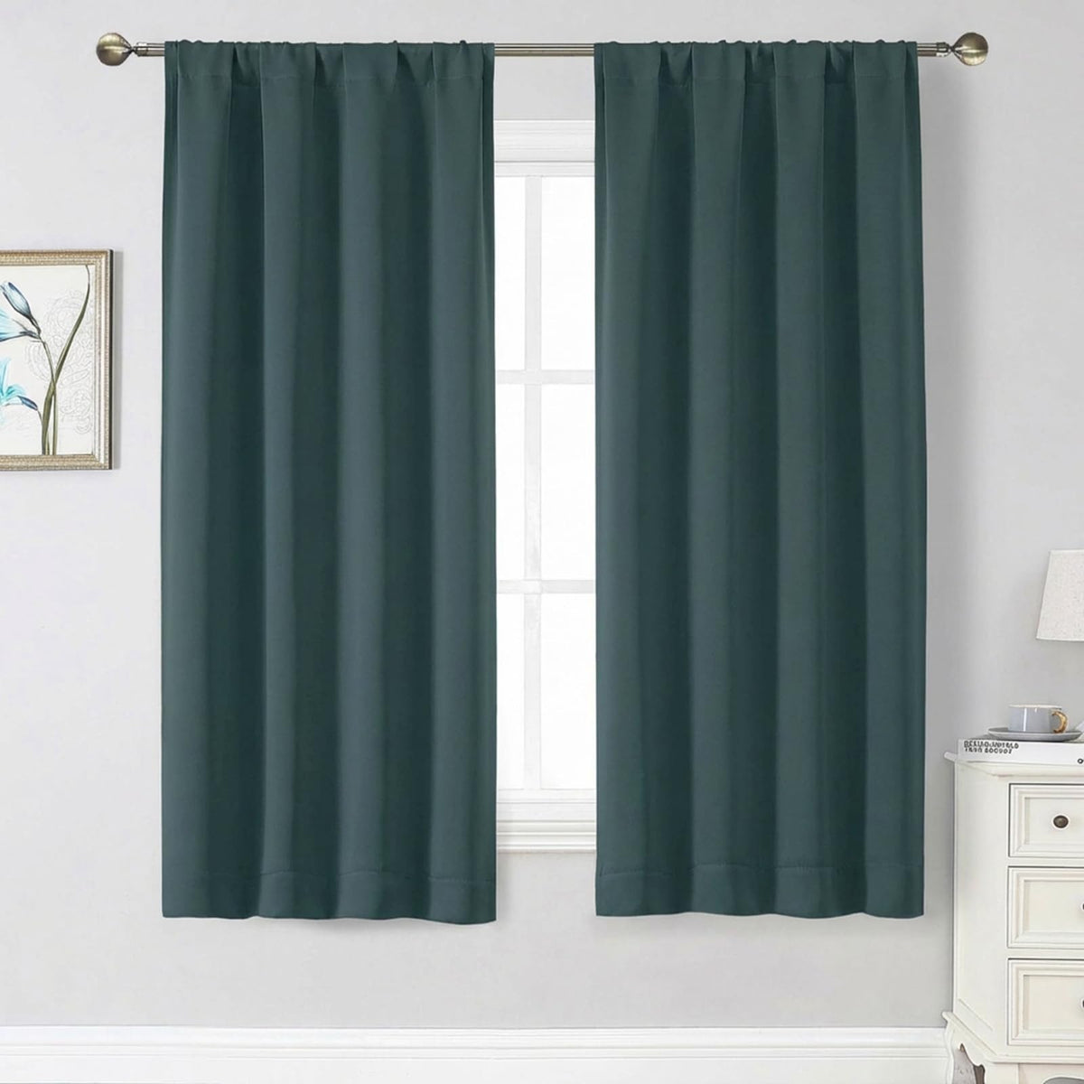 Black Cafe Blackout Curtains 36 Inch Length 2 Panels Set, Soft Solid Thermal Insulated Room Darkening Small Window Curtains for Kitchen Bathroom Basement, Black, Each, 40" Wx36 L
