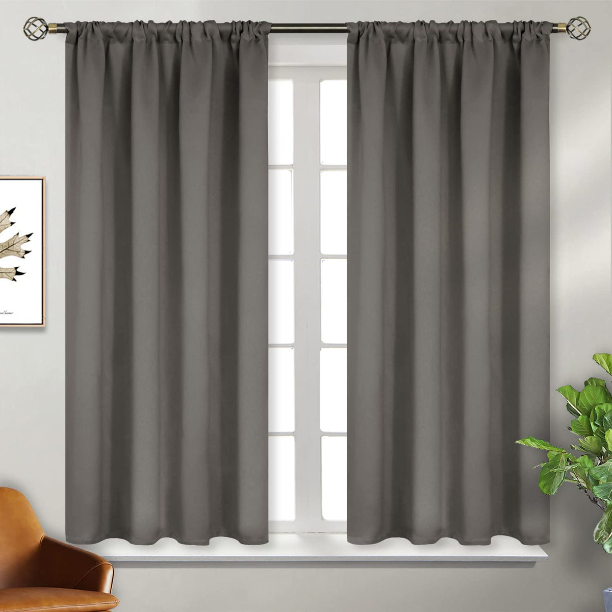 BGment Black Blackout Curtains 40 Inches Long for Kitchen Window 2 Panels