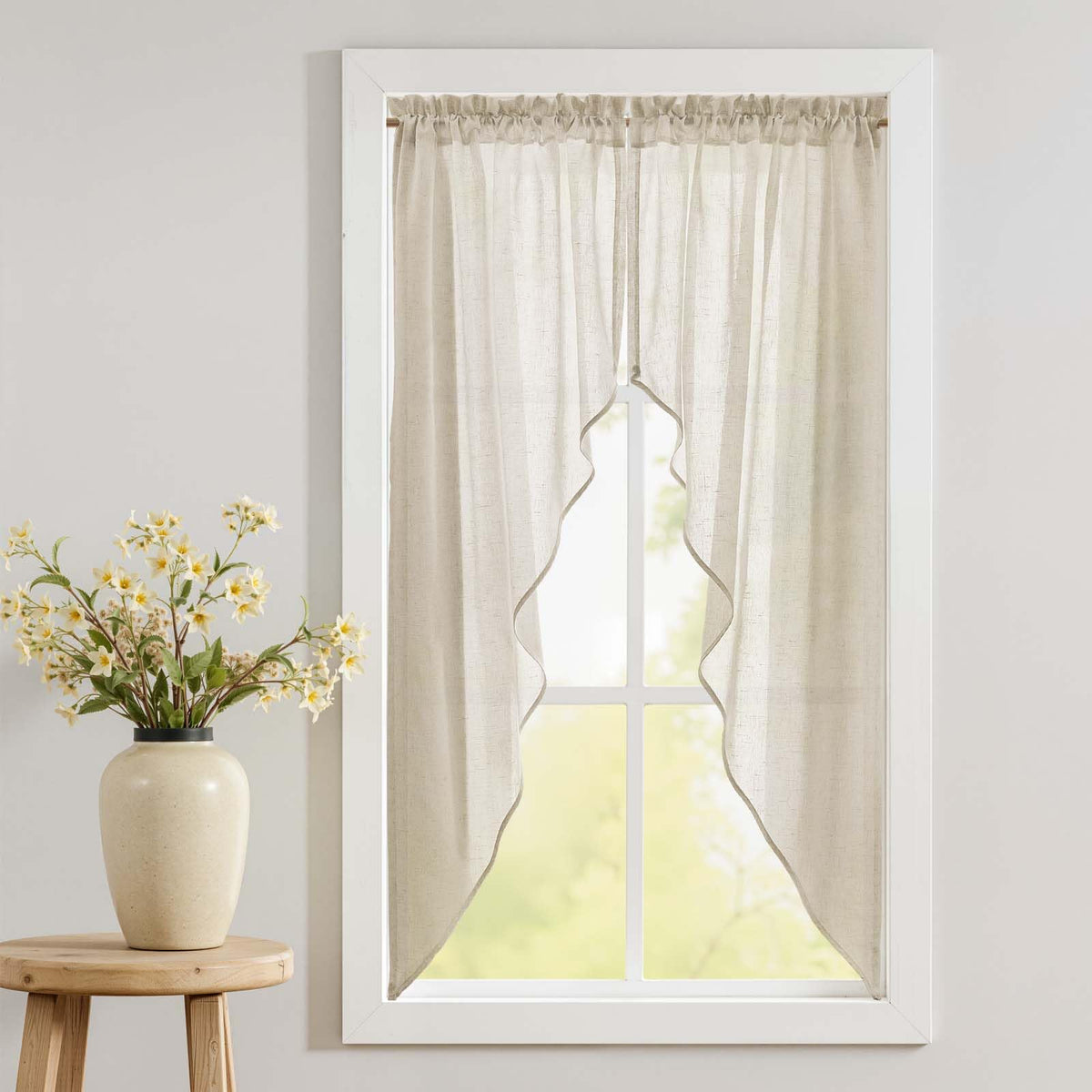 jinchan Swag Valance for Windows 36 Inch Length Farmhouse 2 Panels Beige
