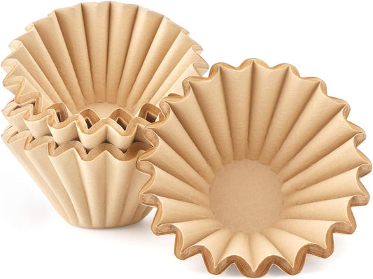 EUSOAR 1-4 Cup Disposable Coffee Filters, 100 count Filter Replacement, Natural Brown Unbleached, fit small Basket Style Single Serve Coffee Makers, for Home Office Use Pour Over and Drip Coffee Maker