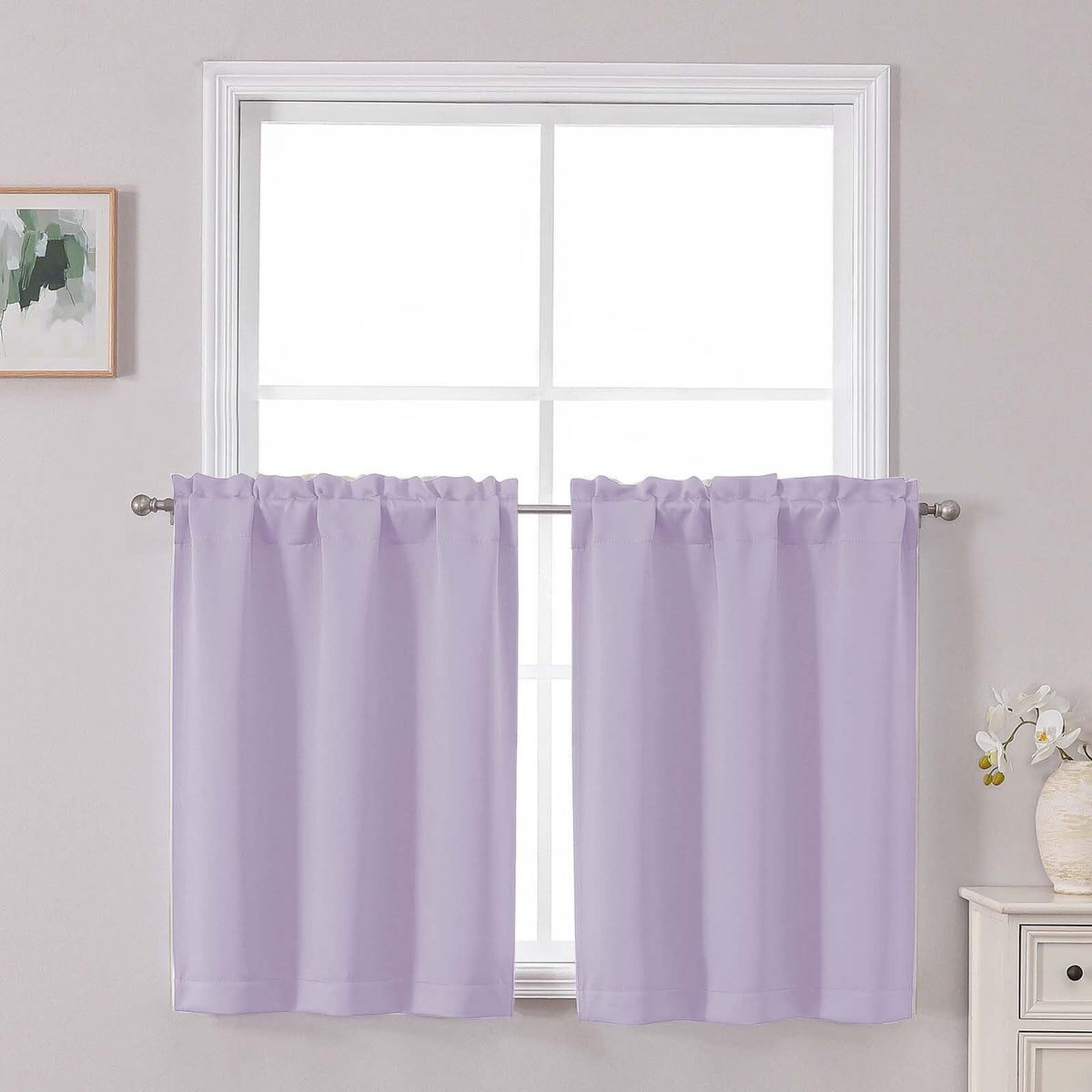 Chyhomenyc Short Black Out Curtains 36 Inch Length, 2 Panels, Black