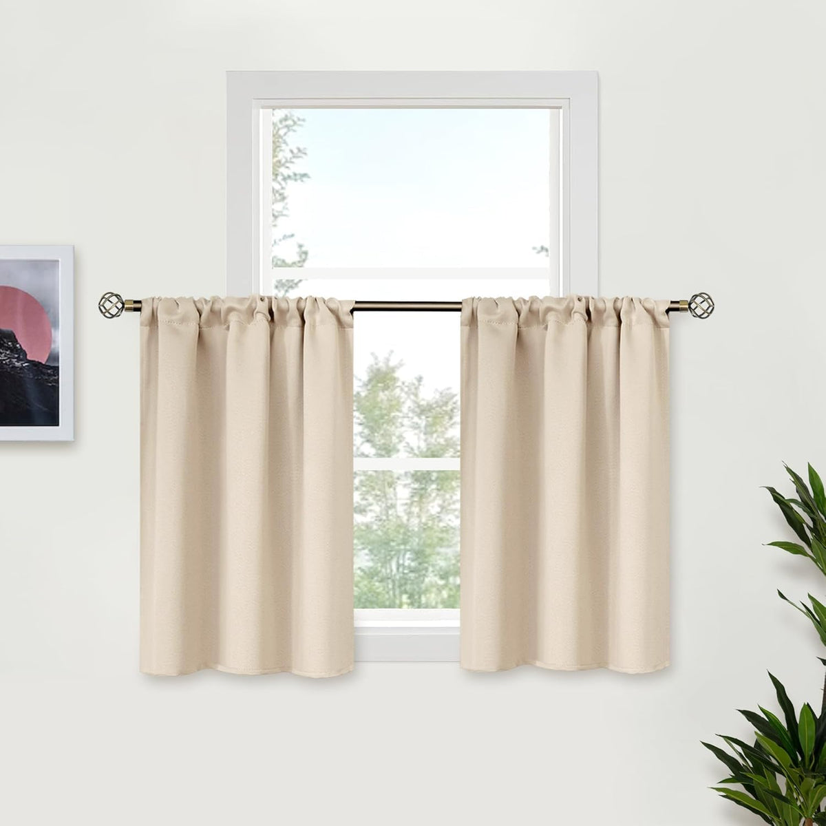 BGment Black Blackout Curtains 40 Inches Long for Kitchen Window 2 Panels