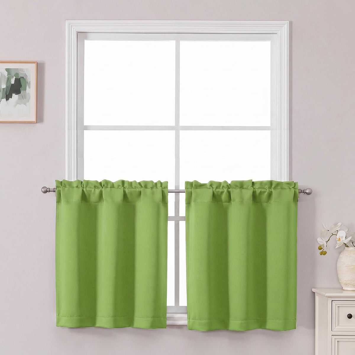 Chyhomenyc Short Black Out Curtains 36 Inch Length, 2 Panels, Black