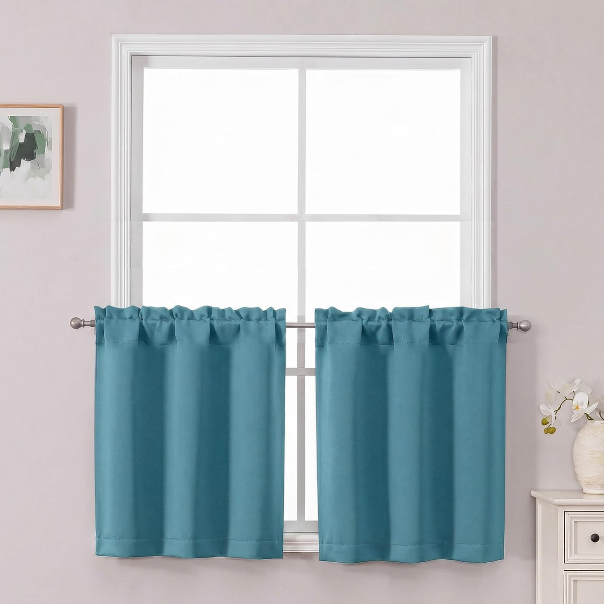Chyhomenyc Short Black Out Curtains 36 Inch Length, 2 Panels, Black