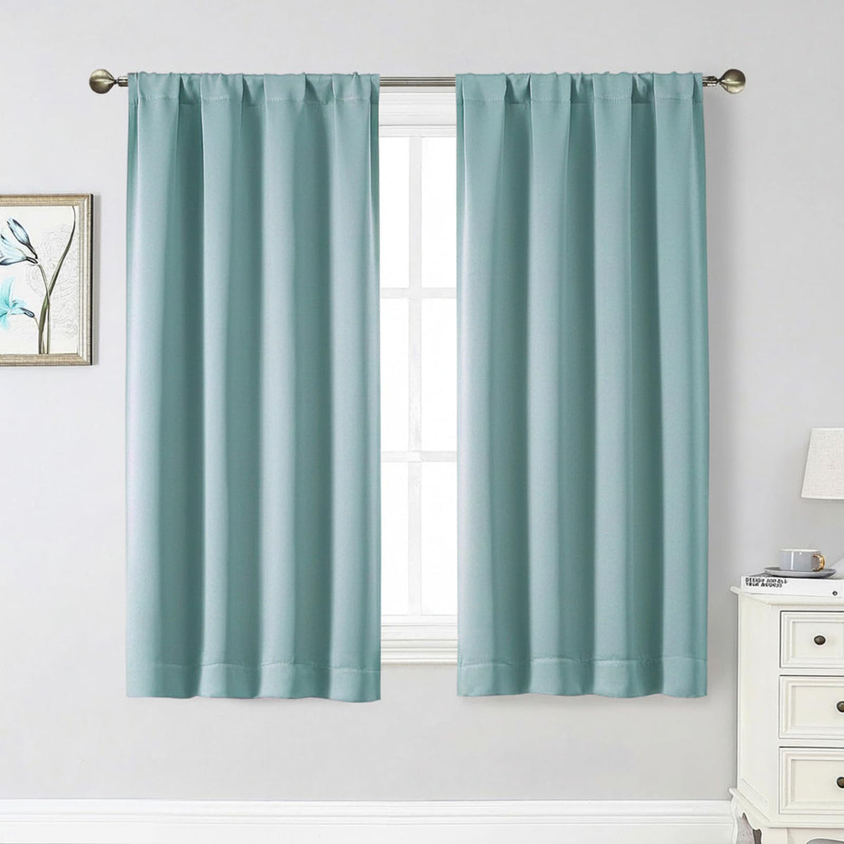 Black Cafe Blackout Curtains 36 Inch Length 2 Panels Set, Soft Solid Thermal Insulated Room Darkening Small Window Curtains for Kitchen Bathroom Basement, Black, Each, 40" Wx36 L