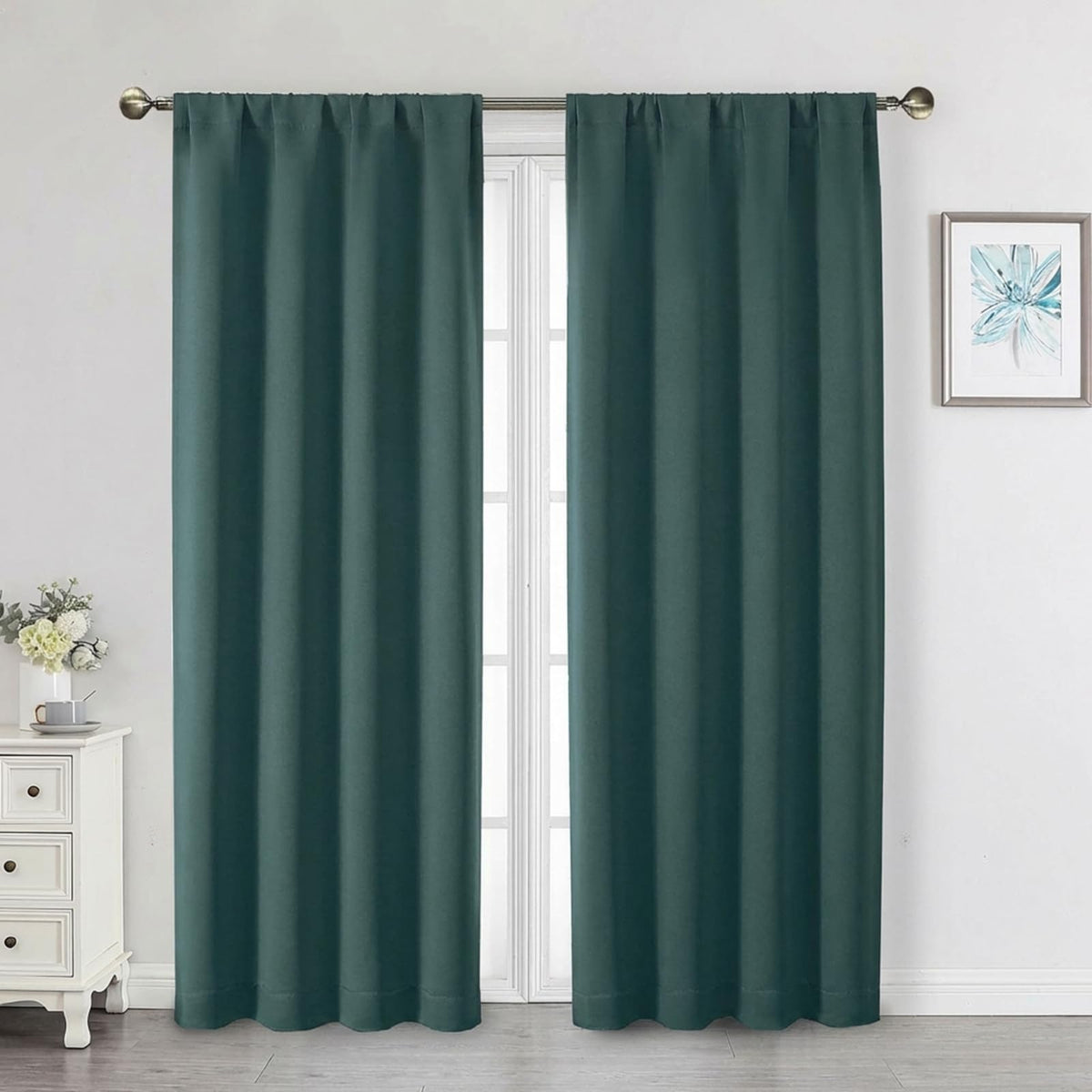 Black Cafe Blackout Curtains 36 Inch Length 2 Panels Set, Soft Solid Thermal Insulated Room Darkening Small Window Curtains for Kitchen Bathroom Basement, Black, Each, 40" Wx36 L