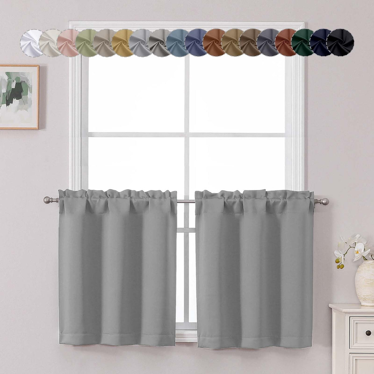 Chyhomenyc Short Black Out Curtains 36 Inch Length, 2 Panels, Black