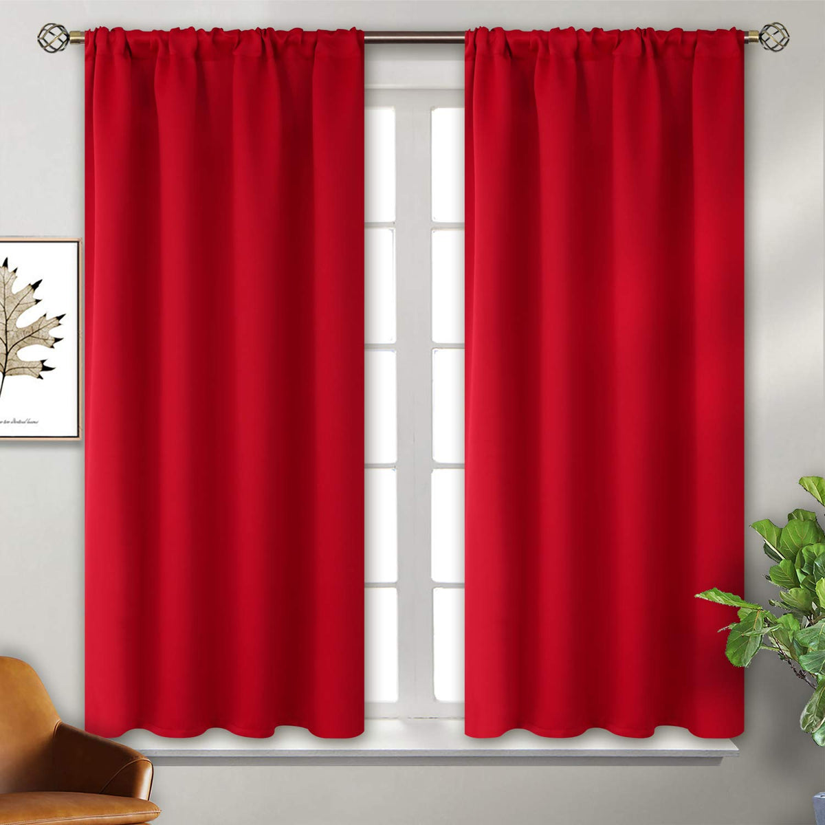 BGment Black Blackout Curtains 40 Inches Long for Kitchen Window 2 Panels