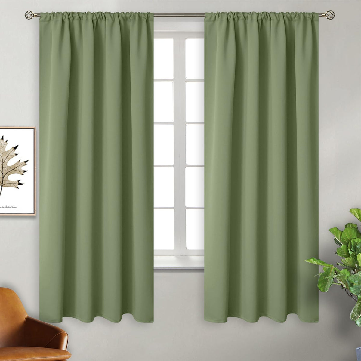 BGment Black Blackout Curtains 40 Inches Long for Kitchen Window 2 Panels