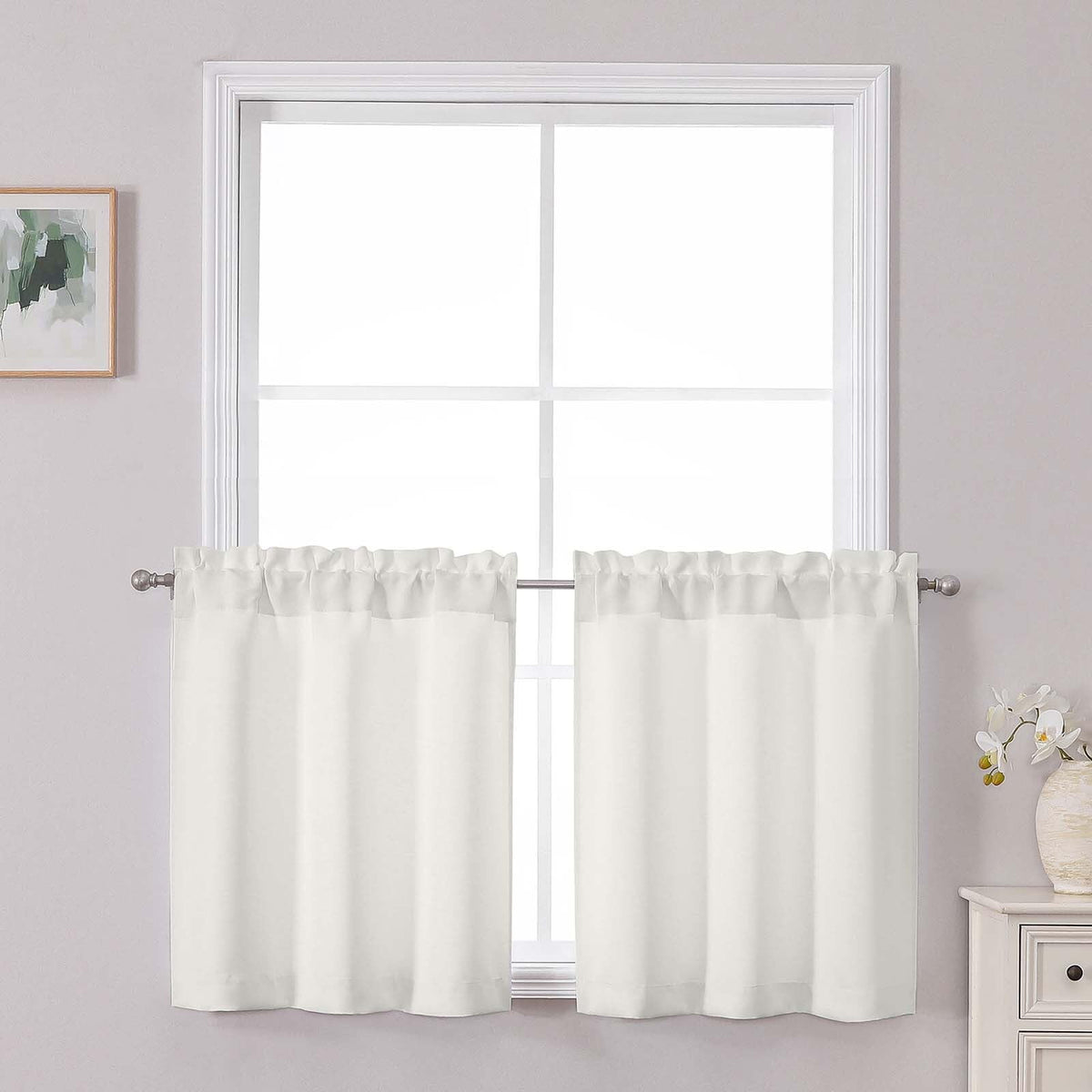 Chyhomenyc Short Black Out Curtains 36 Inch Length, 2 Panels, Black