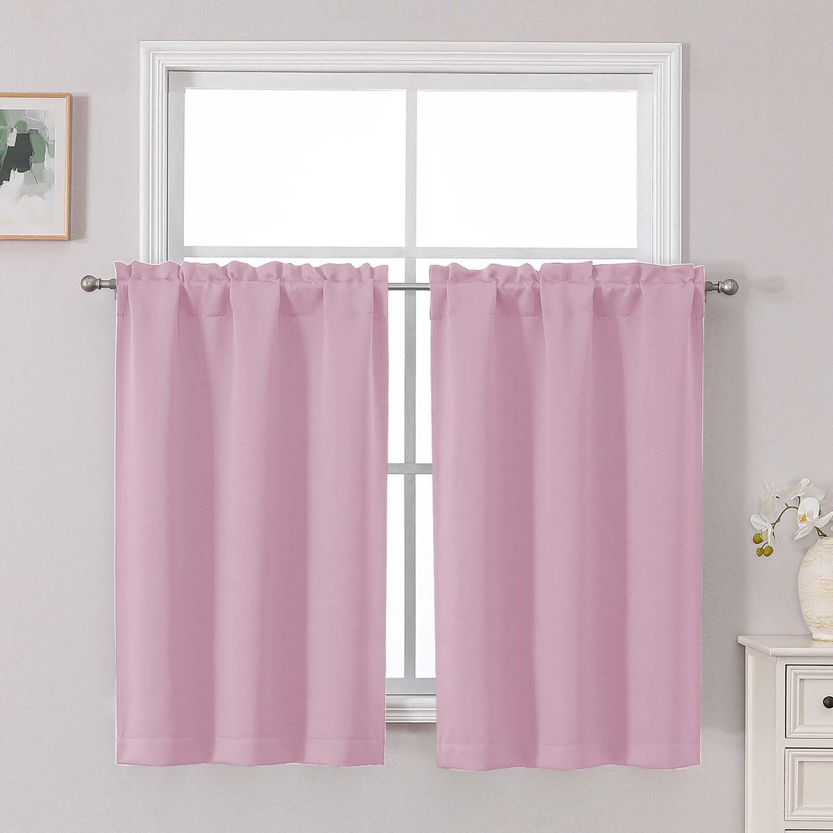 Chyhomenyc Short Black Out Curtains 36 Inch Length, 2 Panels, Black
