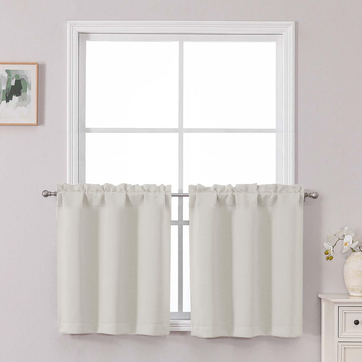 Chyhomenyc Short Black Out Curtains 36 Inch Length, 2 Panels, Black