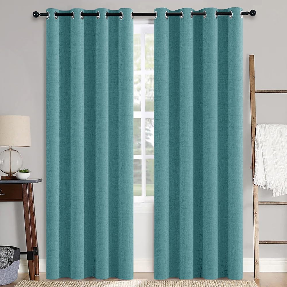 MIULEE 100% Blackout Linen Curtains for Bedroom 52x54 Inches Natural Beige
