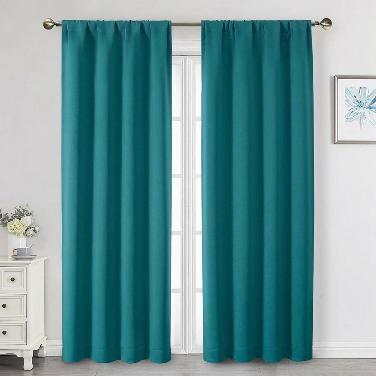 Black Cafe Blackout Curtains 36 Inch Length 2 Panels Set, Soft Solid Thermal Insulated Room Darkening Small Window Curtains for Kitchen Bathroom Basement, Black, Each, 40" Wx36 L