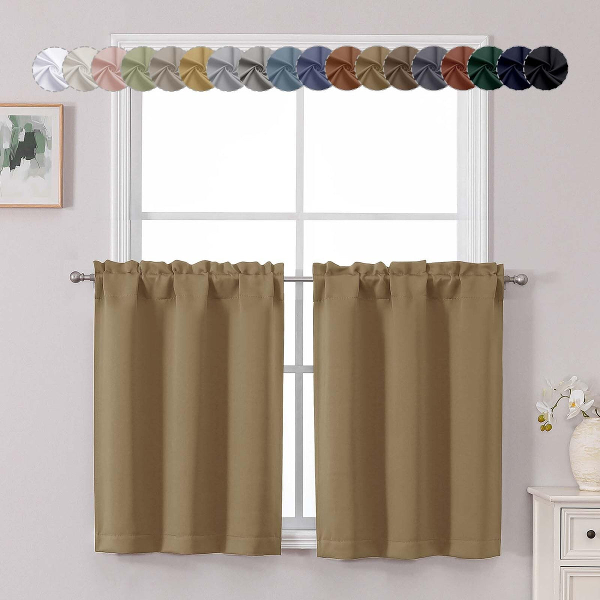 Chyhomenyc Short Black Out Curtains 36 Inch Length, 2 Panels, Black
