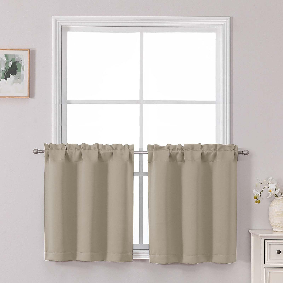 Chyhomenyc Short Black Out Curtains 36 Inch Length, 2 Panels, Black