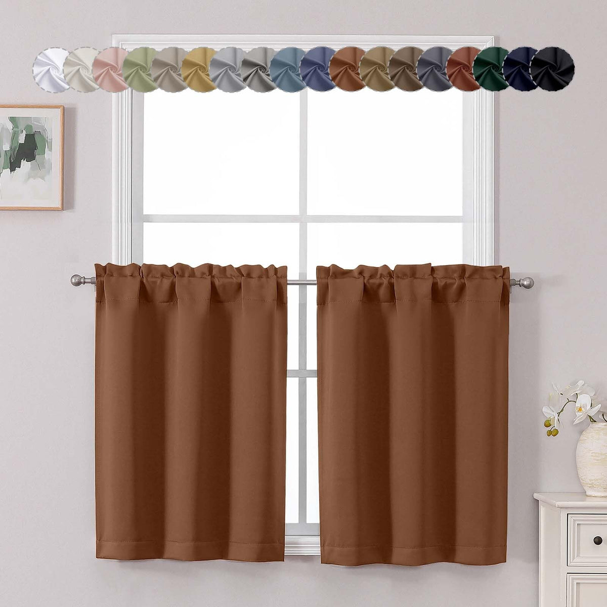 Chyhomenyc Short Black Out Curtains 36 Inch Length, 2 Panels, Black