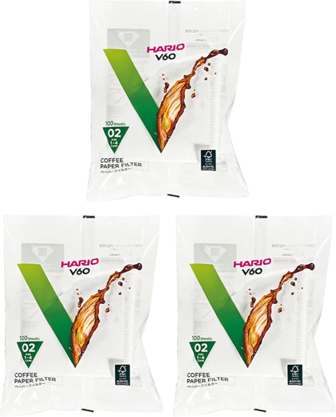 Hario V60 Paper Coffee Filter, Size 02, Natural, 300ct