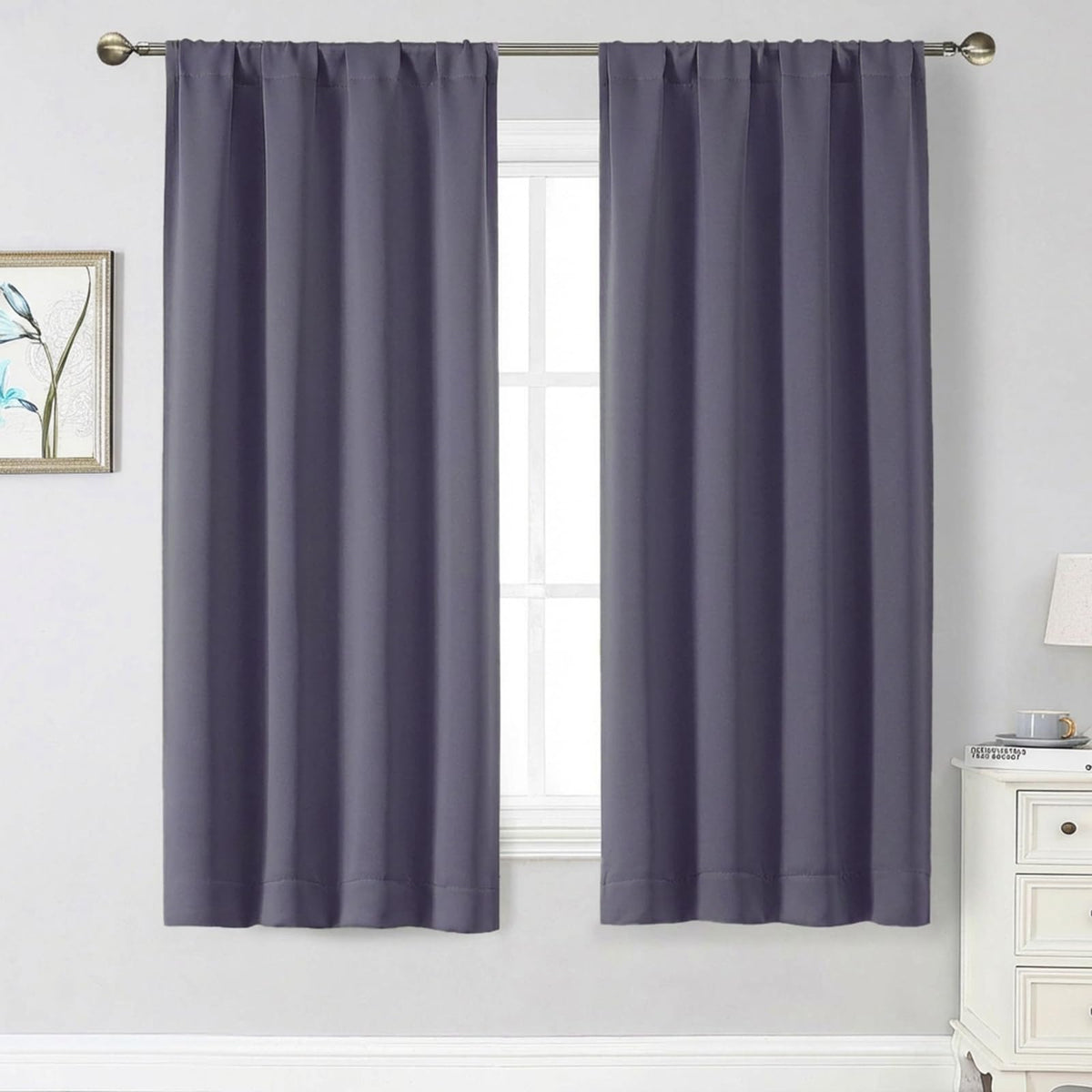 Black Cafe Blackout Curtains 36 Inch Length 2 Panels Set, Soft Solid Thermal Insulated Room Darkening Small Window Curtains for Kitchen Bathroom Basement, Black, Each, 40" Wx36 L