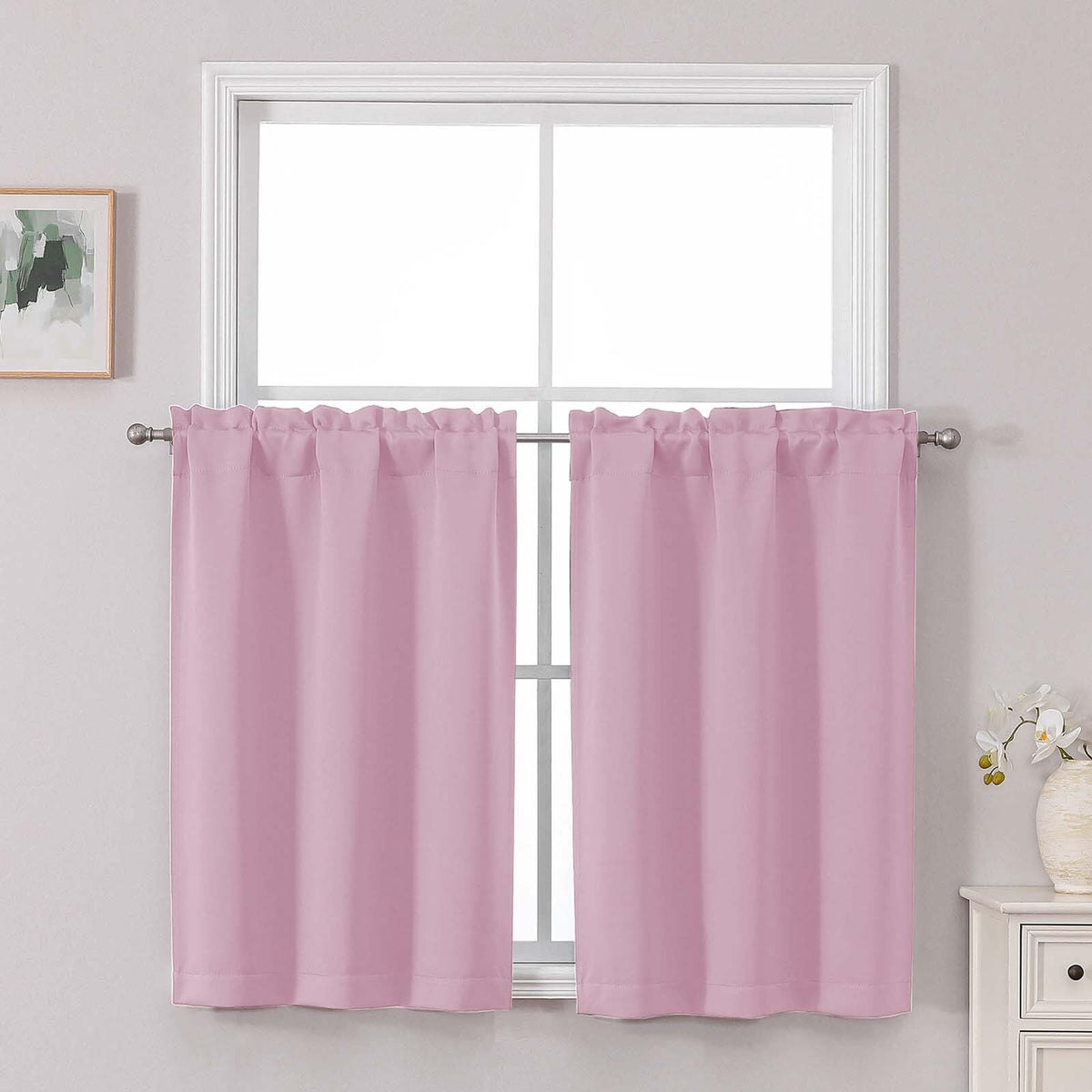 Chyhomenyc Short Black Out Curtains 36 Inch Length, 2 Panels, Black