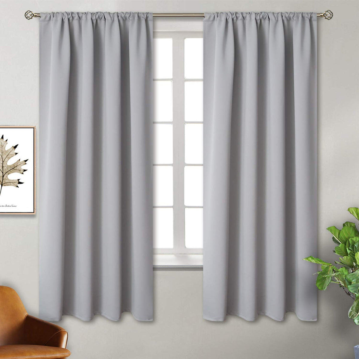 BGment Black Blackout Curtains 40 Inches Long for Kitchen Window 2 Panels