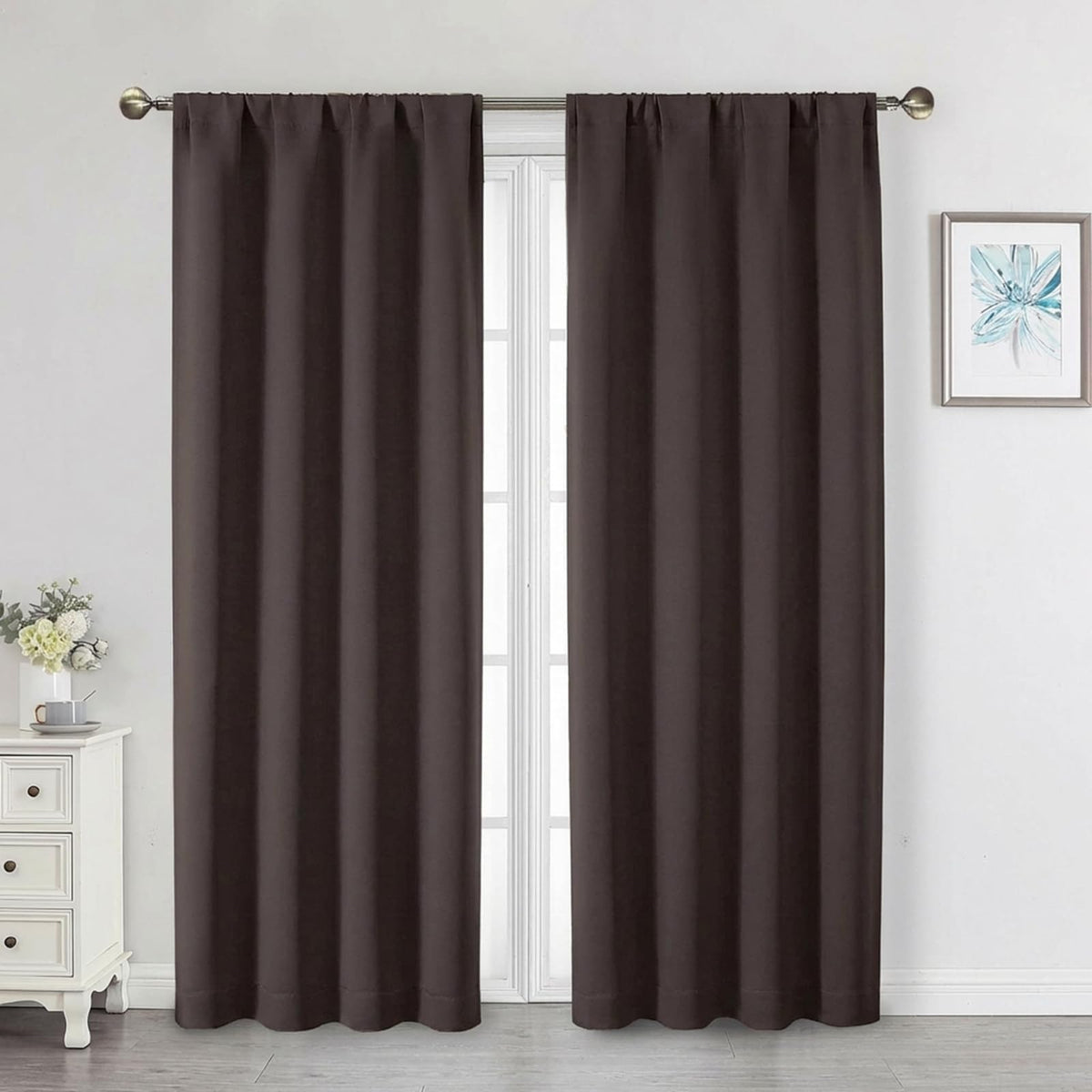 Black Cafe Blackout Curtains 36 Inch Length 2 Panels Set, Soft Solid Thermal Insulated Room Darkening Small Window Curtains for Kitchen Bathroom Basement, Black, Each, 40" Wx36 L