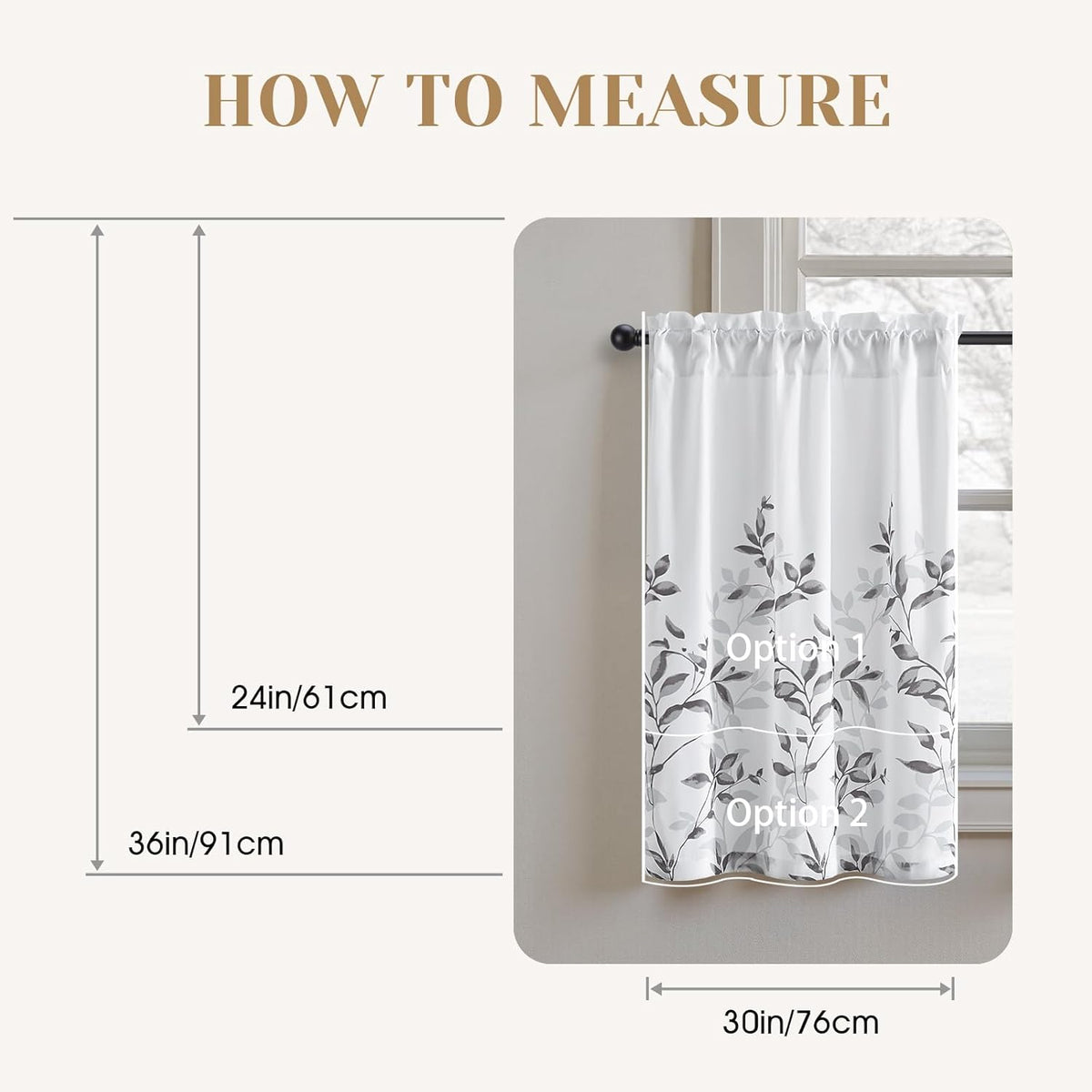 HOMEIDEAS Kitchen Curtains, Short Non-See-Through Privacy Curtains 30"X36"