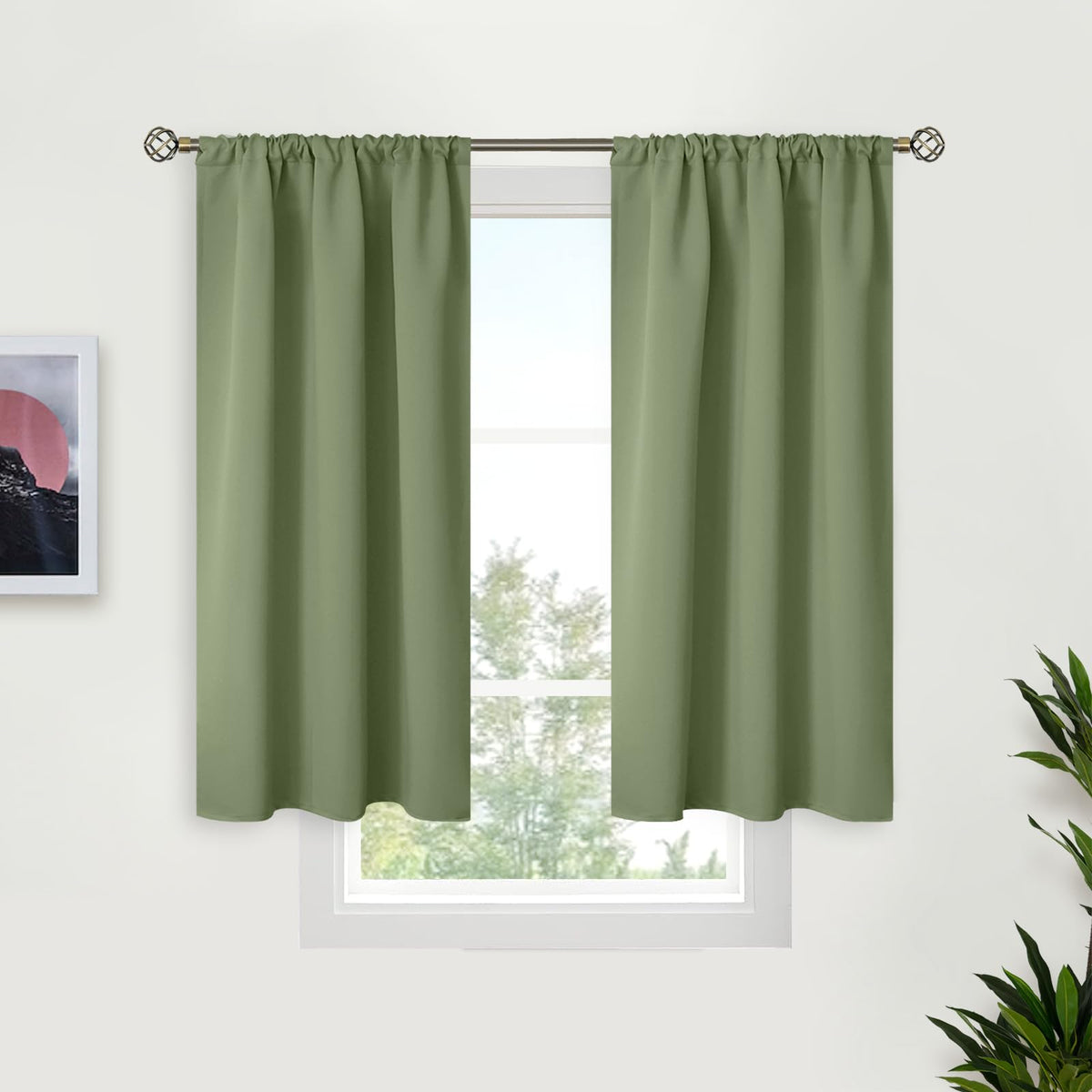BGment Black Blackout Curtains 40 Inches Long for Kitchen Window 2 Panels