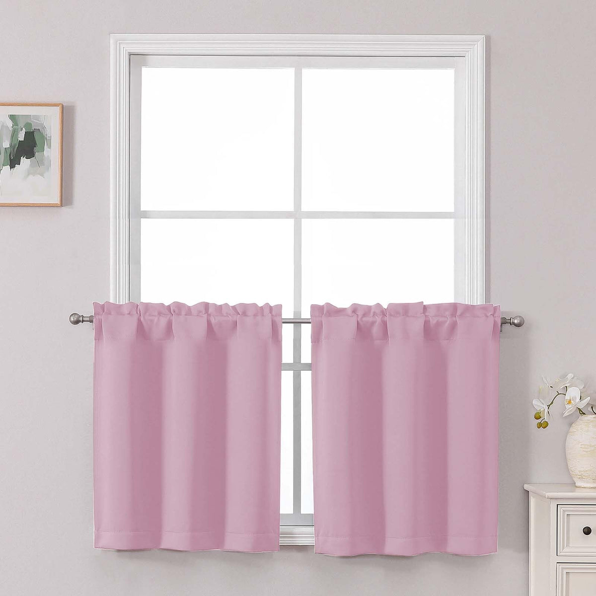 Chyhomenyc Short Black Out Curtains 36 Inch Length, 2 Panels, Black