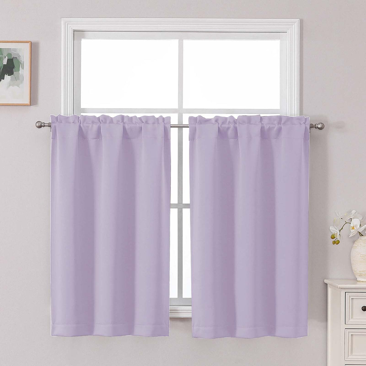 Chyhomenyc Short Black Out Curtains 36 Inch Length, 2 Panels, Black