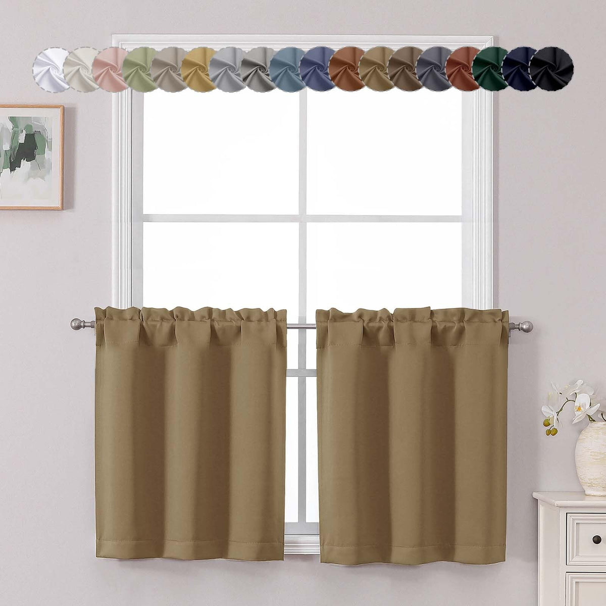 Chyhomenyc Short Black Out Curtains 36 Inch Length, 2 Panels, Black
