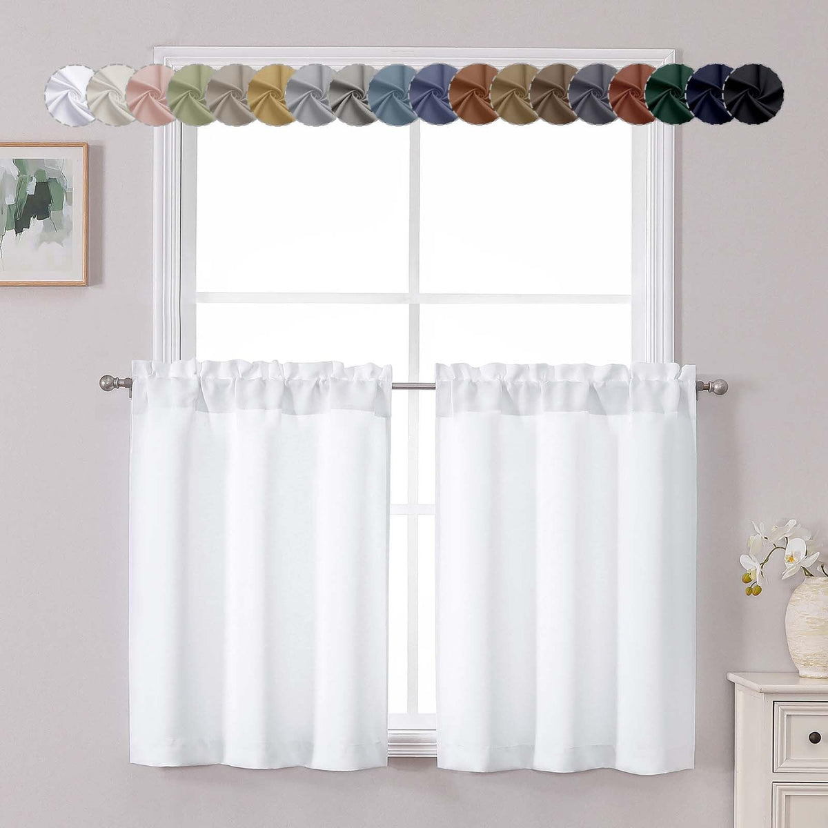Chyhomenyc Short Black Out Curtains 36 Inch Length, 2 Panels, Black
