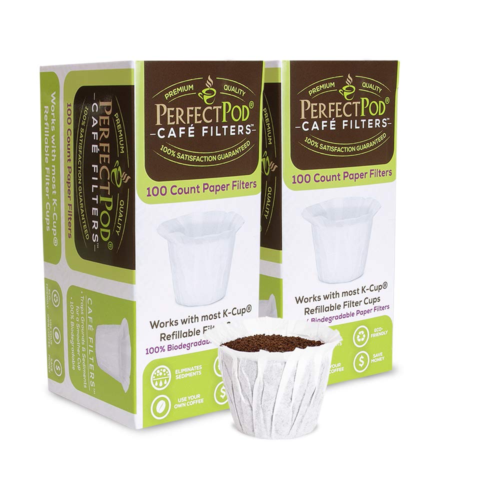 Perfect Pod Café Filters Paper Liners for Reusable K-Cup Coffee Pod, 200 Ct
