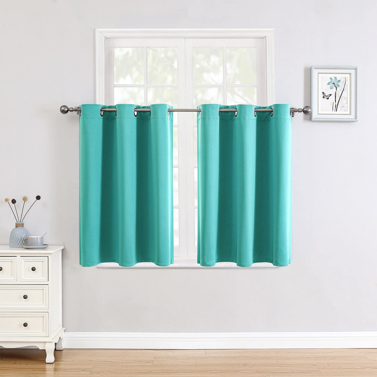 ChrisDowa Small Blackout Curtains for Kitchen & Bedroom 36 Inches Long