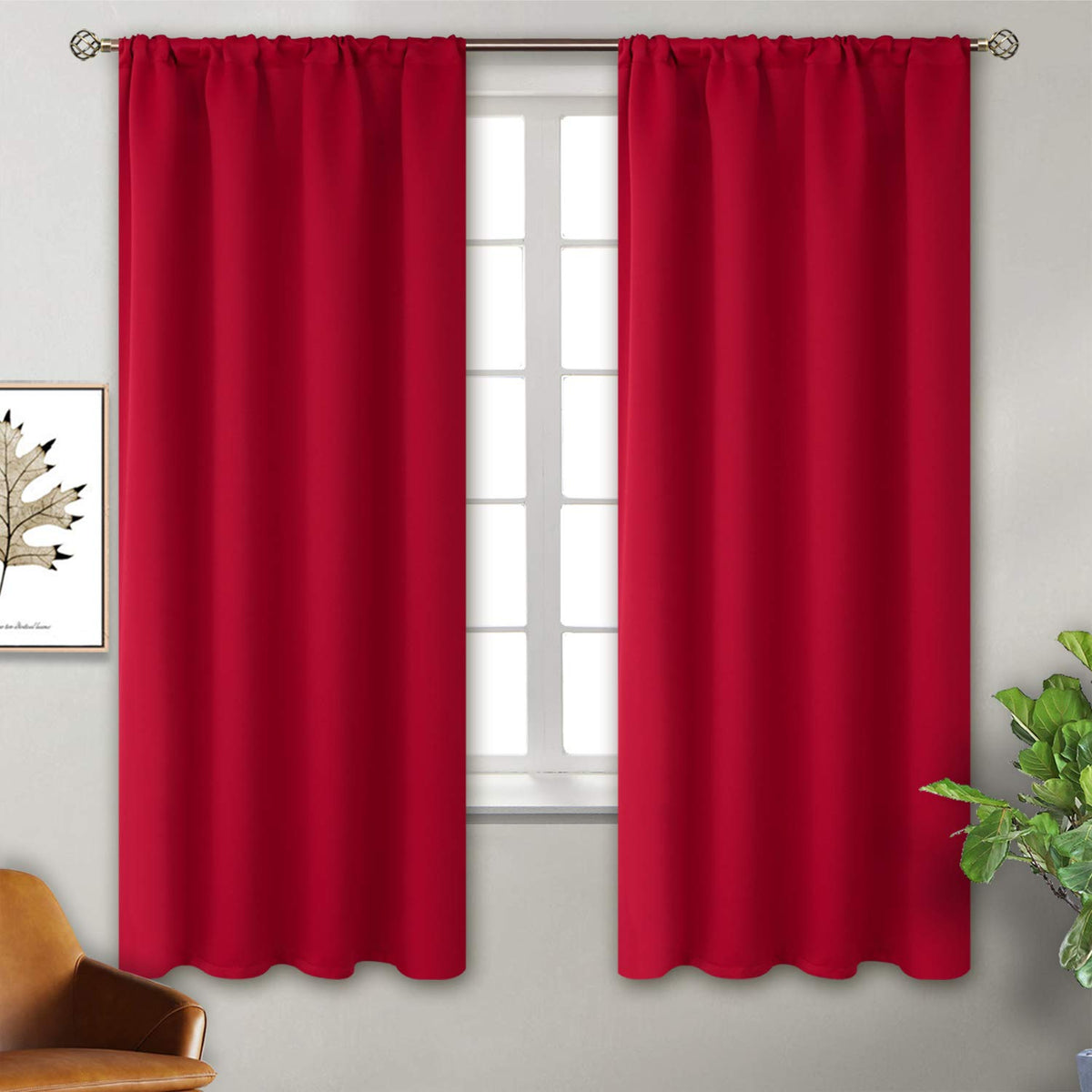 BGment Black Blackout Curtains 40 Inches Long for Kitchen Window 2 Panels