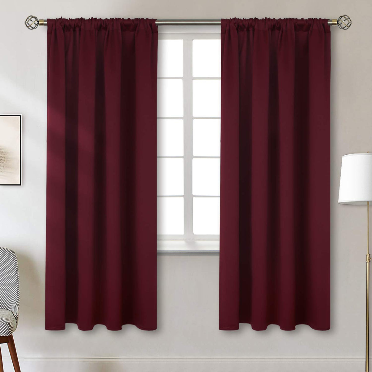 BGment Black Blackout Curtains 40 Inches Long for Kitchen Window 2 Panels
