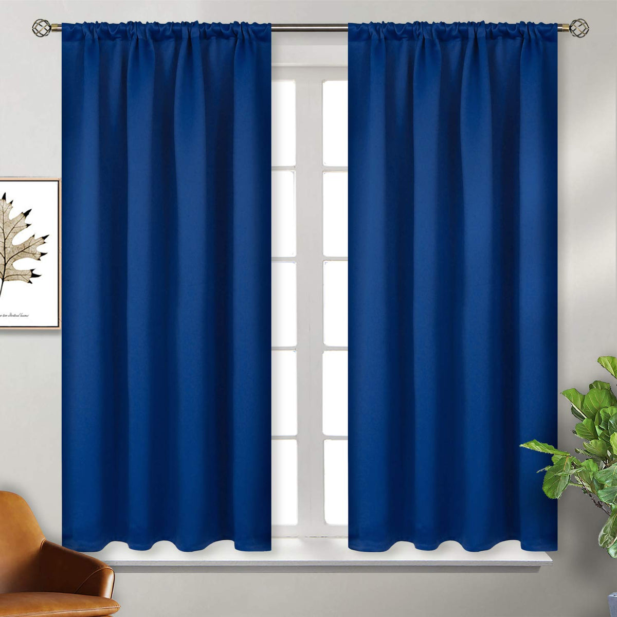 BGment Black Blackout Curtains 40 Inches Long for Kitchen Window 2 Panels