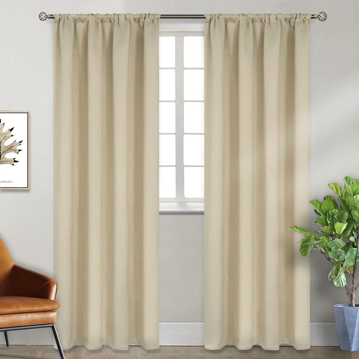 BGment Black Blackout Curtains 40 Inches Long for Kitchen Window 2 Panels