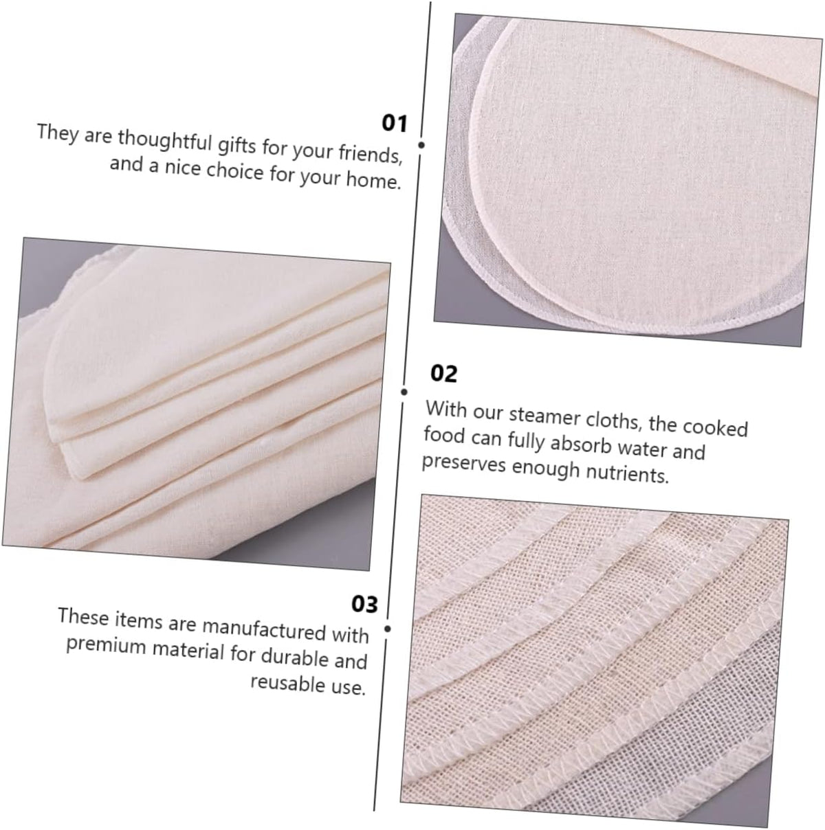 Luxshiny 30 Pcs Non-Stick Cotton Steamer Pads for Dumplings and Buns Breathable Round Steamer Cloths for Home Cooking and Baking