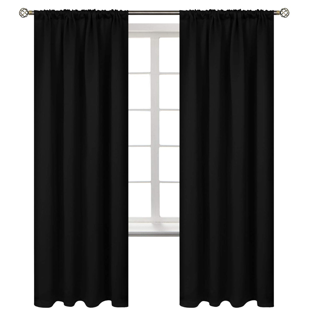 BGment Black Blackout Curtains 40 Inches Long for Kitchen Window 2 Panels