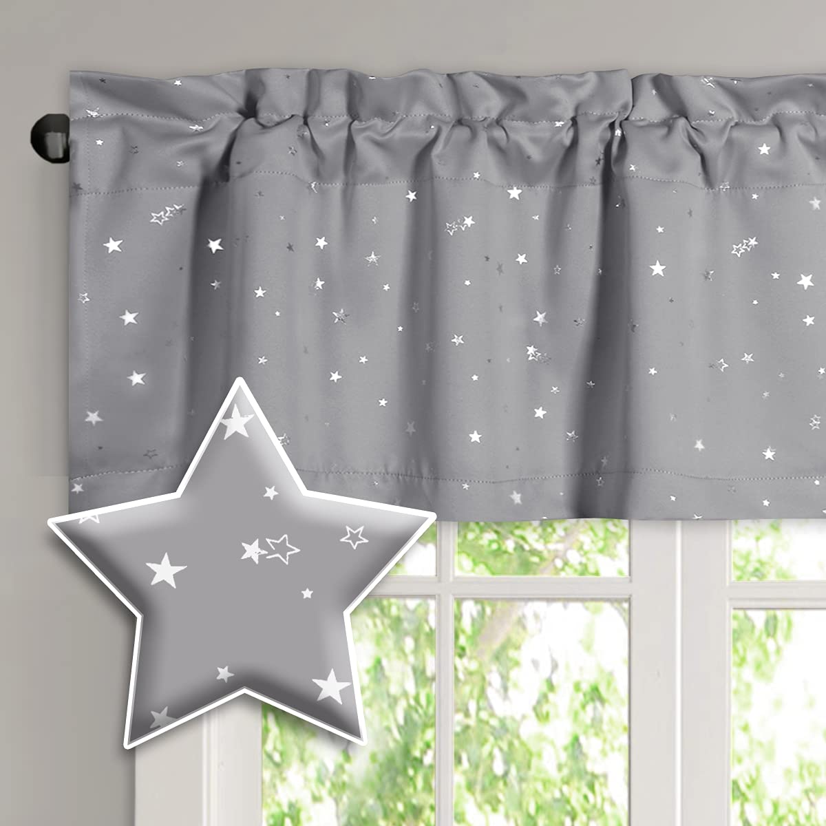 H.VERSAILTEX Blackout Curtain Valances for Kitchen Window/Living Room/Bathroom Privacy Added Rod Pocket Home Decoration Winow Valance, 52" W x 18" L, Floral in Sage and Brown