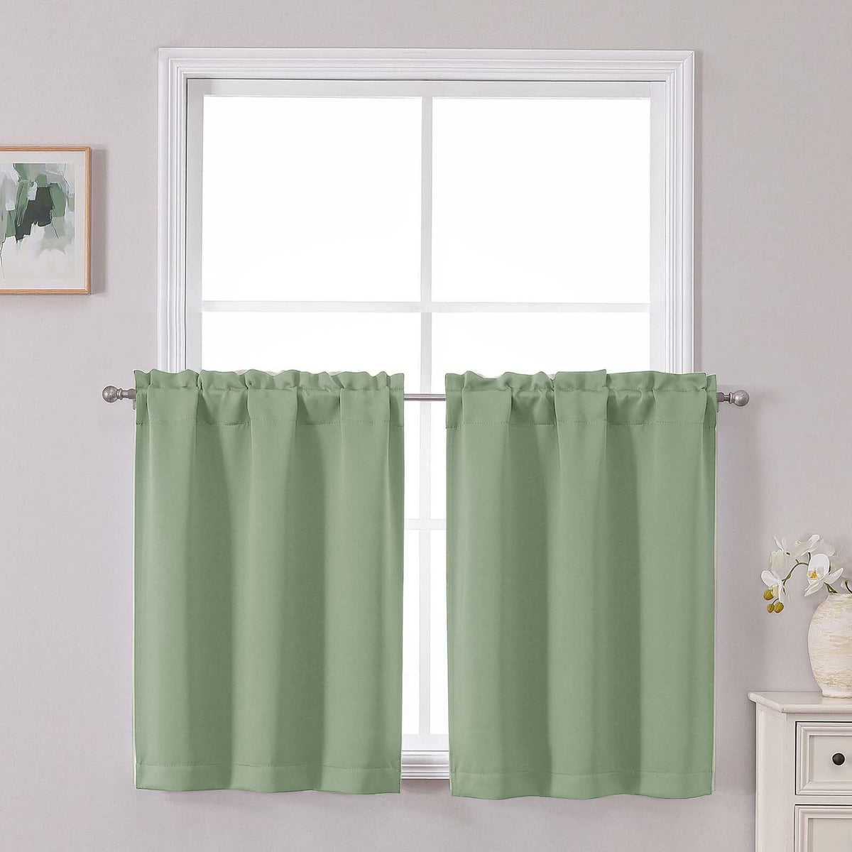 Chyhomenyc Short Black Out Curtains 36 Inch Length, 2 Panels, Black