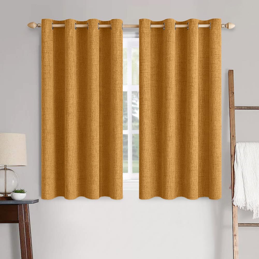 MIULEE 100% Blackout Linen Curtains for Bedroom 52x54 Inches Natural Beige