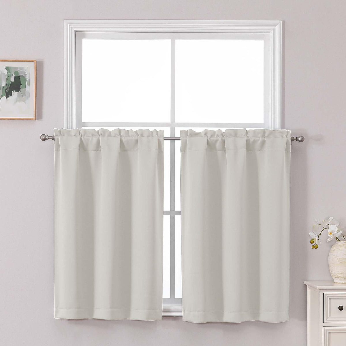 Chyhomenyc Short Black Out Curtains 36 Inch Length, 2 Panels, Black