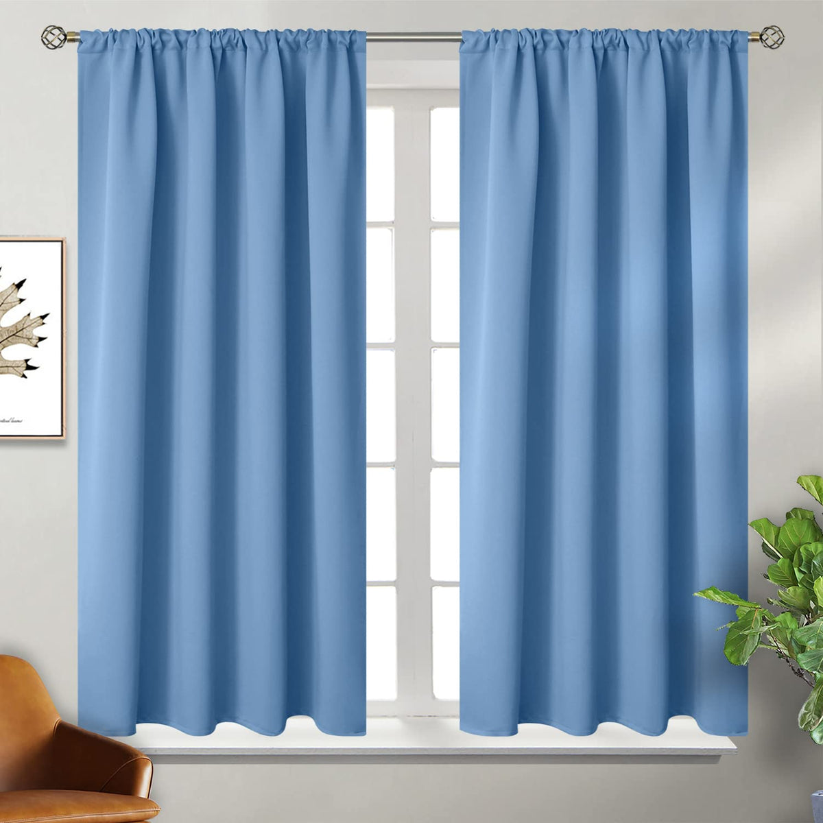 BGment Black Blackout Curtains 40 Inches Long for Kitchen Window 2 Panels