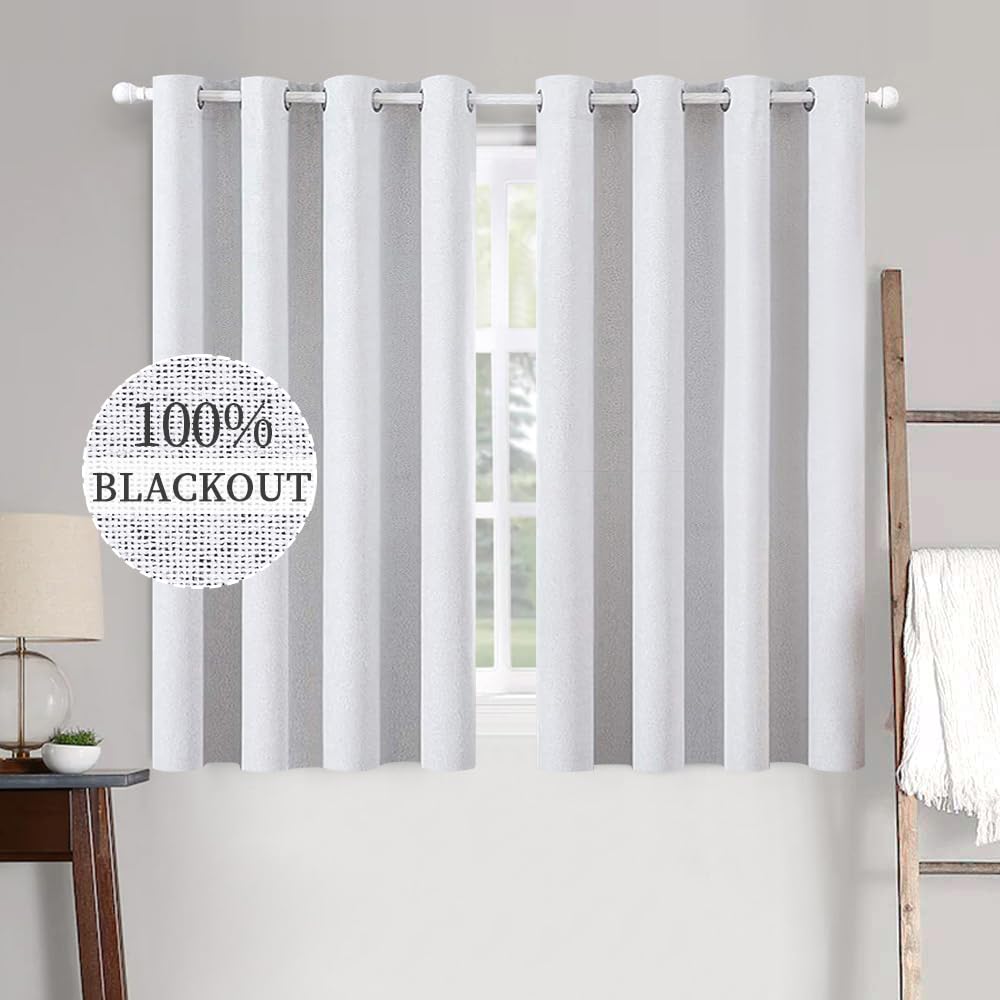 MIULEE 100% Blackout Linen Curtains for Bedroom 52x54 Inches Natural Beige