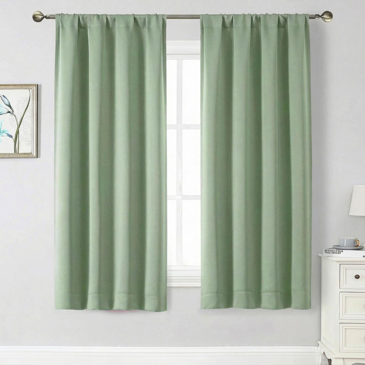 Black Cafe Blackout Curtains 36 Inch Length 2 Panels Set, Soft Solid Thermal Insulated Room Darkening Small Window Curtains for Kitchen Bathroom Basement, Black, Each, 40" Wx36 L